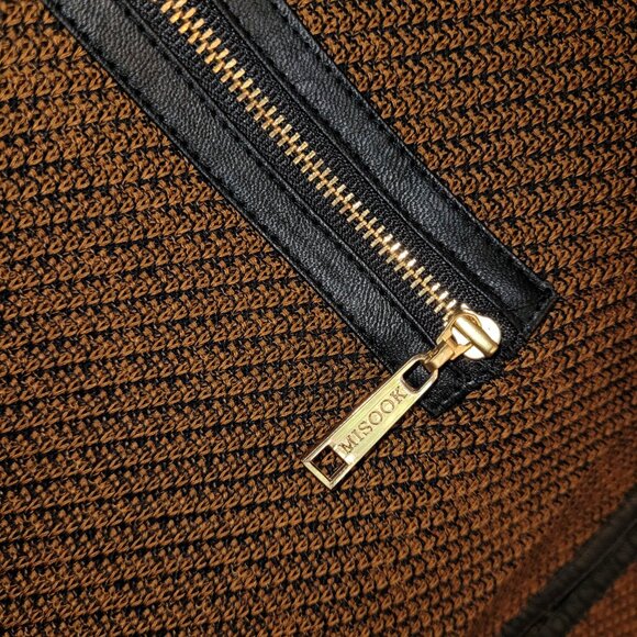 Misook Faux Leather Trim Knit Cardigan Jacket - Picture 5 of 7